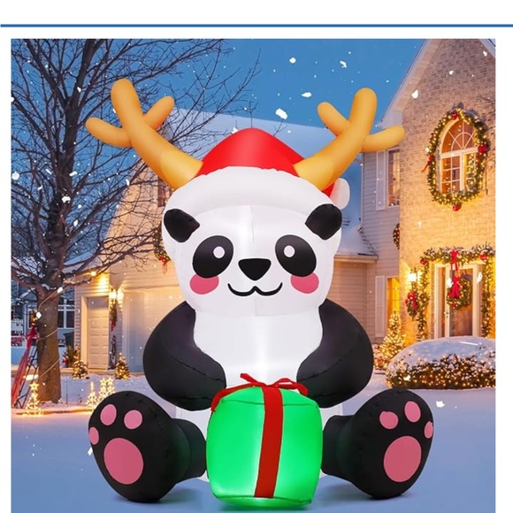 Other - Inflatable Panda with Santa Hat and Gift